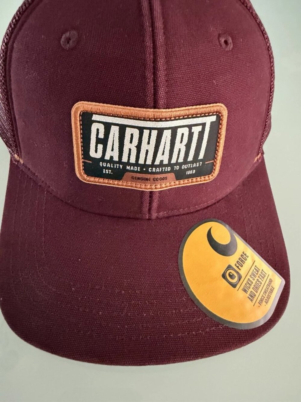 Carhartt Mens Port Canvas Hat Mesh-Back Logo Baseball Cap Burgundy One Size